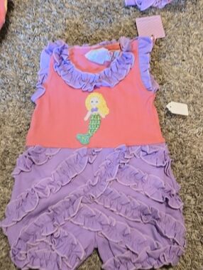 Lemon Loves Lime Pink and Purple Ruffle Mermaid One-Piece Bodysuit